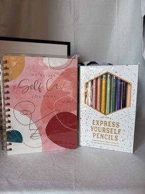 Self Care Journal & Express Yourself Colored Pencils - Pink Set